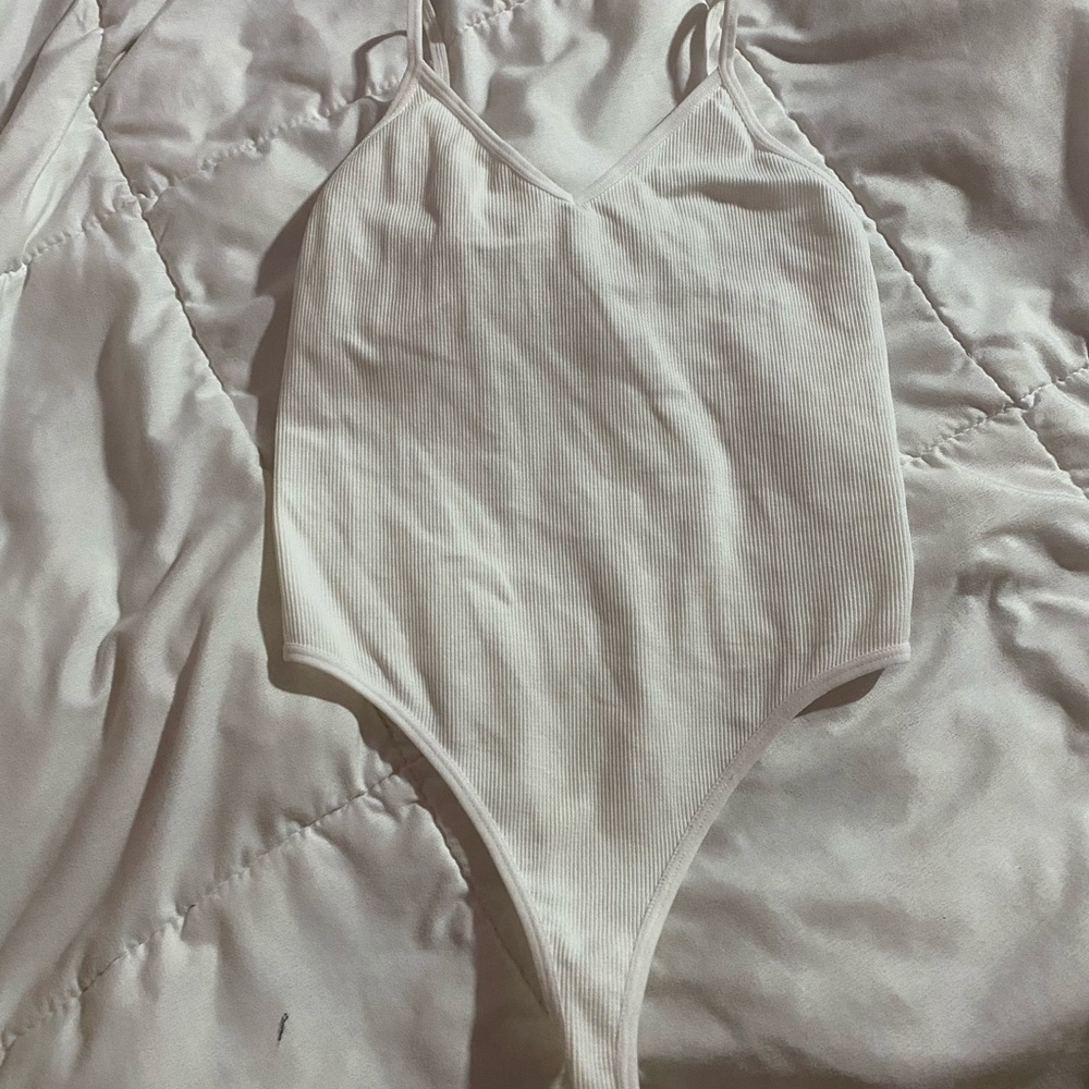 White Ribbed Bodysuit